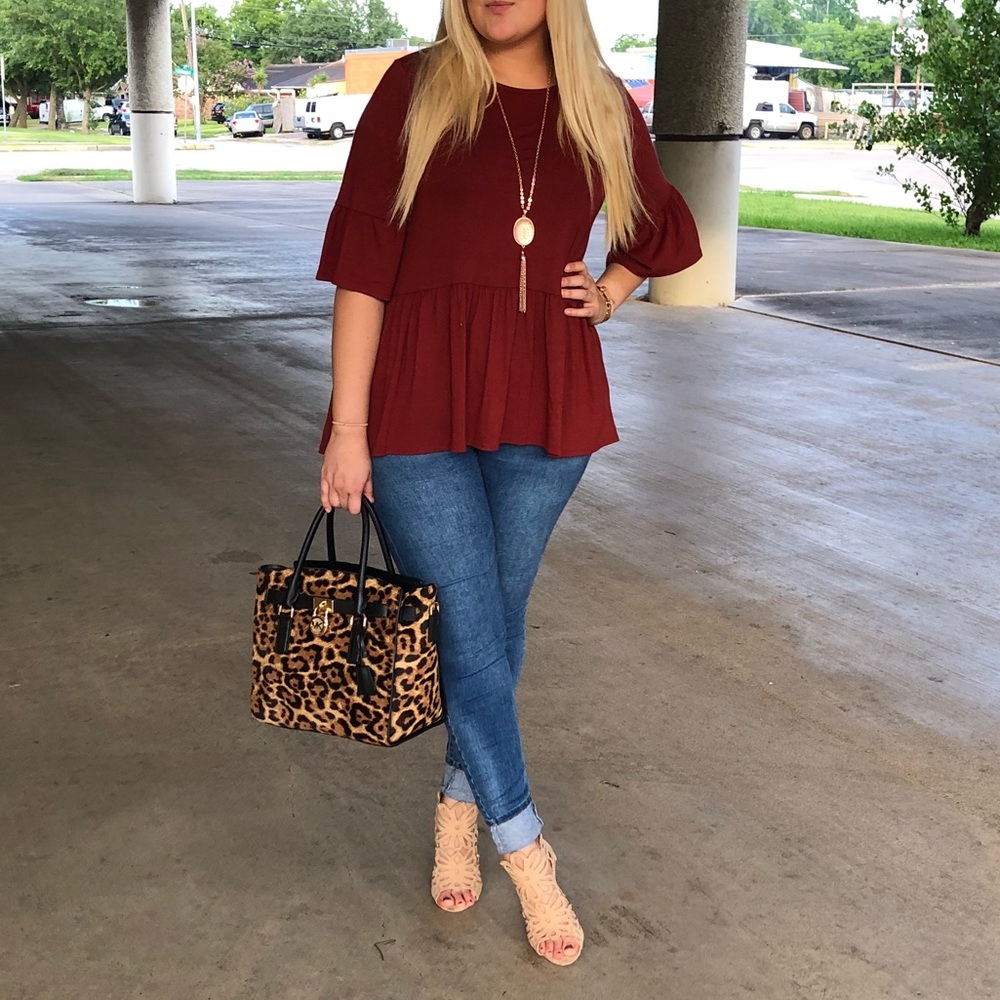 Maroon peplum tee
